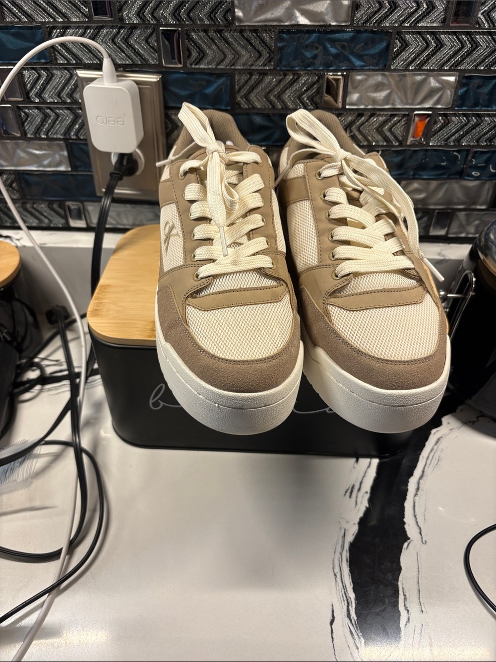 Calvin Klein Cream and Tan Low-Top Women's Sneakers